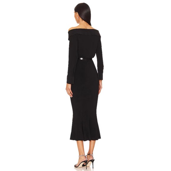 Norma Kamali Off Shoulder Fishtail Midi Dress in Black Women’s Large - Picture 3 of 9